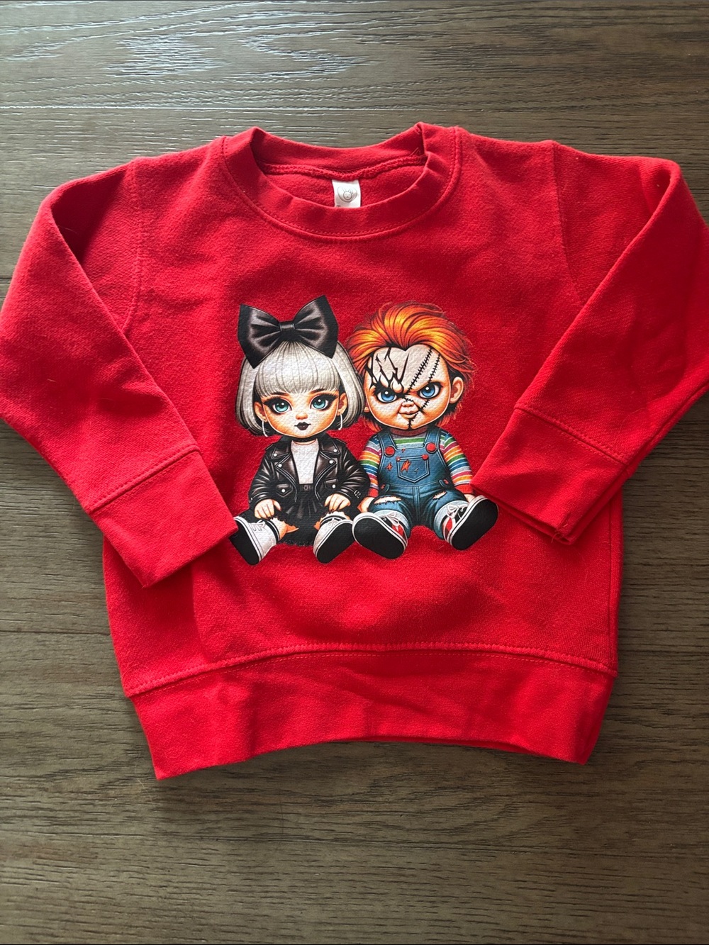 Rabbit Skins Red Kids Sweatshirt with Chucky Characters